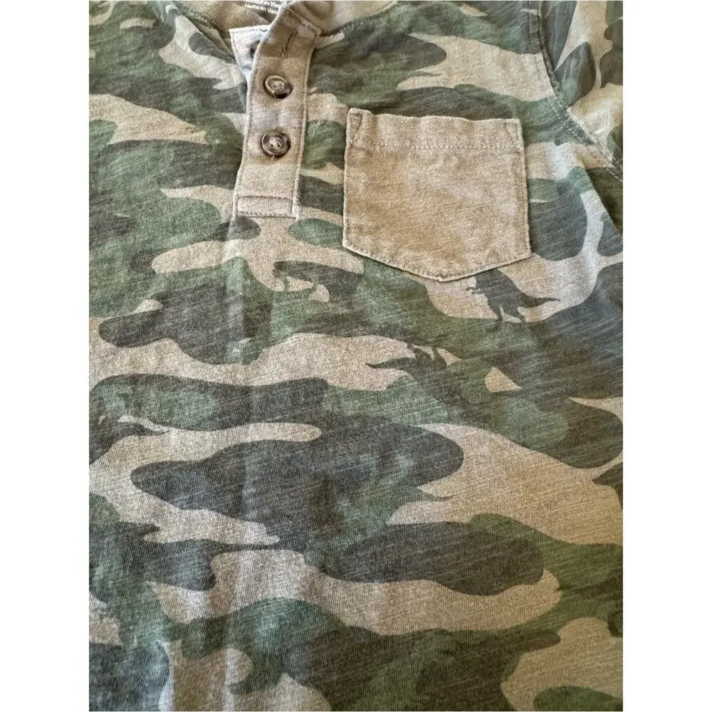 Carters Kids Camo Henley Pocket Short Sleeve Tee Green Brown Boys 5T